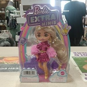 Barbie Extra Minis Doll #8 & Accessories, With Doll Stand New!